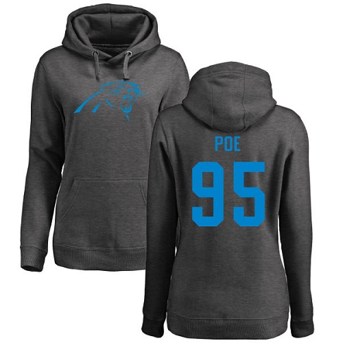 Carolina Panthers Ash Women Dontari Poe One Color NFL Football 95 Pullover Hoodie Sweatshirts